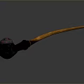 Traditional Handcrafted Tobacco Pipe With Wooden Stem And Gourd Shaped Bowl