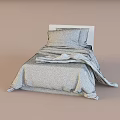 Single Bed with Black and White Plaid Bedspread and Matching Pillows for Modern Decor