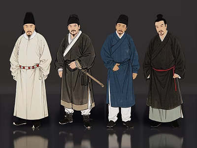 2D Ancient Chinese Ink Character Virtual Character Ancient Painting Character Song Dynasty Scholar-official Classical Ink Character Ancient Chinese Ink Man 3d model