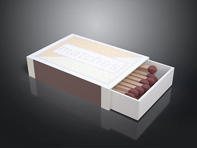 Open Matchbox With Red Wooden Matches And White Brown Labeled Exterior 3d model
