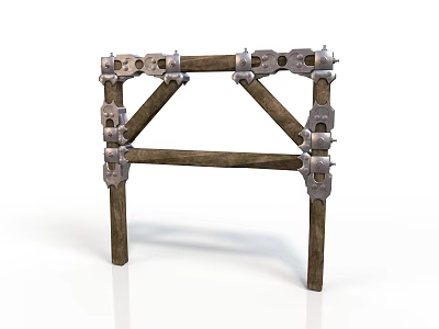 Basic Architectural Wooden Metal Frame Structure With Cross Beams And Brackets 3d model