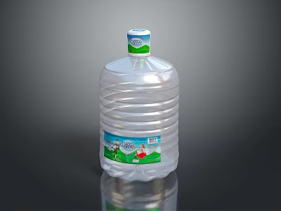 Large Capacity Transparent Plastic Water Bottle With Green Cap And Brand Label For Daily Use 3d model