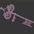 Vintage Bronze Key Shaped Sculpture With Decorative Gears And Intricate Details