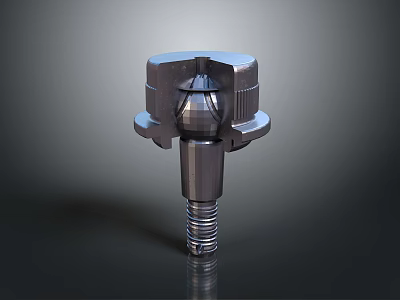 Shiny Metal Hardware Tool with Threaded Screw and Clamp Fixing Head 3d model