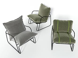 Leisure chair with metal bracket for modern sofa chair 3d model