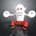 Cartoon Monkey With Red Eyes Holding White Plates In Red And White Striped Pants