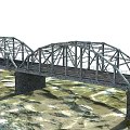 Steel Truss Bridge With Double Arch Design And Stone Piers Over Water