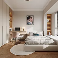 Bright Kids Room Interior With Single Bed Study Desk Pink Chair Shelves And Window Blinds