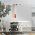 Modern Fashion Clothes Storefront With Orange Sculpture Glass Door And Mannequins