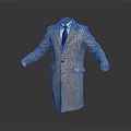 Classic Plaid Long Coat For Men With Formal Shirt And Tie