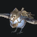 Ornate Armored Fantasy Bird With Spread Wings Mechanical Gear And Metallic Decorations