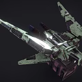 Detailed Futuristic Sci Fi Mechanical Structure With Green Purple Metallic Design