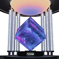 Purple Blue Gradient Cube With Illuminated Circular Top And White Columns HEMEN Base 3d model