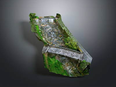 Moss Covered Broken Stone Structure With Weathered Surface And Natural Growth 3d model