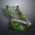 Moss Covered Broken Stone Structure With Weathered Surface And Natural Growth 3d model