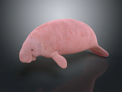 Gentle Pink Manatee A Unique Aquatic Animal With Soft Skin And Marine Habitat 3d model