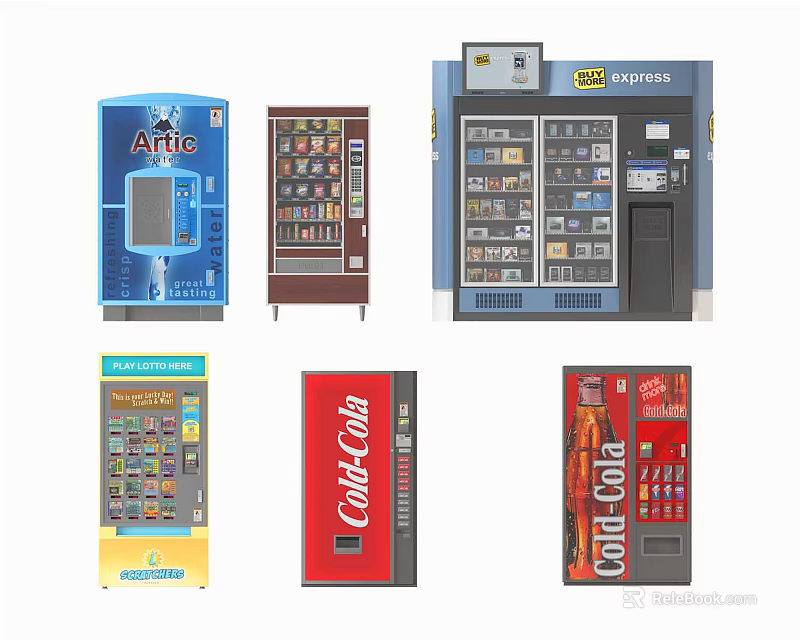 Commercial Vending Equipment With Coca-Cola Artic Branding And Snack Beverage Dispensers 3d model 