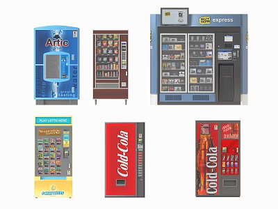 Commercial Vending Equipment With Coca-Cola Artic Branding And Snack Beverage Dispensers 3d model