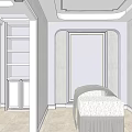 Elegant Beauty and Hair Salon Interior with Front Desk Chandelier Sofa and Reception Area