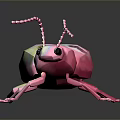 Colorful Polygonal Insect With Shiny Pink Body Big Eyes And Antennae
