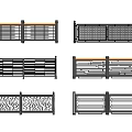 Various Modern Fence Designs With Slatted Perforated And Horizontal Patterns 3d model
