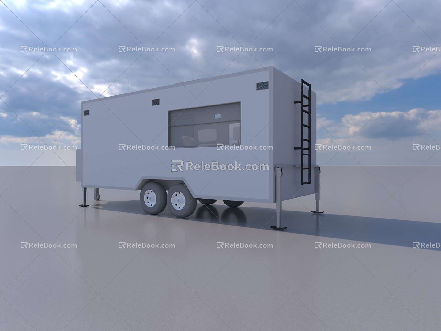 RV trailer internal conference room monitoring 3d model