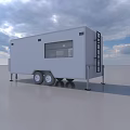 Modern White Functional Trailer Design With Wheels Ladder And Side Window 3d model