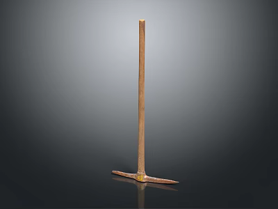 Durable Hardware Tool With Wooden Handle And Metal Head Long Shaft Flat End For Prying 3d model
