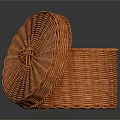 Handwoven Round Brown Wicker Basket With Open Lid And Storage Design