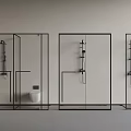 Minimalist Modern Bathroom With Glass Shower Enclosures Black Frames And Toilet