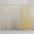 Golden Decorative Partition with Wavy Lines and Diamond Lattice Patterns for Modern Interior Design