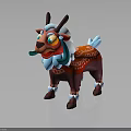 Colorful Cartoon Goat Character With Red Body White Hair And Blue Decorations