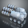 Utility Vehicle with Multiple Cylindrical Tanks Cab and Wheels Structure 3d model