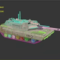 Modern Military Tank with Detailed Turret Cannon Tracks and Antenna 3D Model in Desert Camouflage