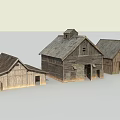Multiple Traditional Wooden Residential Buildings Exterior With Sloped Roofs And Rustic Design