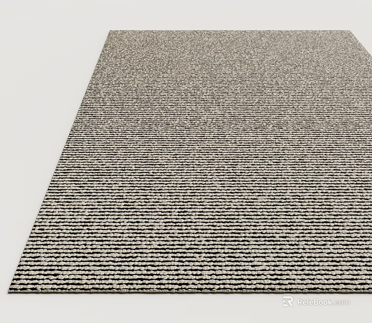 Square Striped Rug with Neutral Gray and Beige Tones for Modern Living Room Decor 3d model 