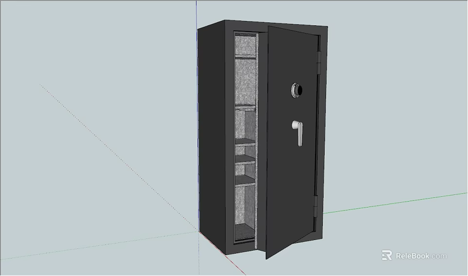 Black Security Safe Box With Door Lock Hole Handle And Transparent Storage Compartments 3d model 