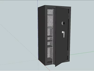 Black Security Safe Box With Door Lock Hole Handle And Transparent Storage Compartments 3d model