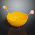 Cute Yellow Kitchenware Set With Colander Body Googly Eyes And Small Legs