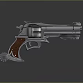 Silver Metal Revolver With Wooden Grip Shiny Surface And Detailed Design Features