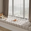 Cozy Window Seat With Plush Cushions Stuffed Toys And Scenic View