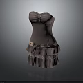 Chic Gray Strapless Dress With Ruffled Skirt And Decorative Belt