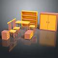 Modern Yellow Orange Console Cabinet And Side Cabinet With Table Chairs Bookshelf Home Furniture