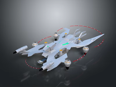 Advanced Futuristic Drone With Streamlined Design Multiple Propellers Green Glowing Accents And Flight Path Indicators 3d model