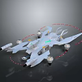 Advanced Futuristic Drone With Streamlined Design Multiple Propellers Green Glowing Accents And Flight Path Indicators 3d model