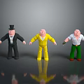 Three Cartoon Characters In Different Outfits With Black Suit Yellow Suit And Green Pants