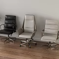 Leather Office Chairs with Ergonomic Armrests Metal Base and Swivel Wheels in Modern Interior