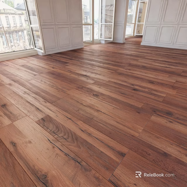 Natural Hardwood Flooring With Rich Wood Grain In Spacious Room Interior 3d model 