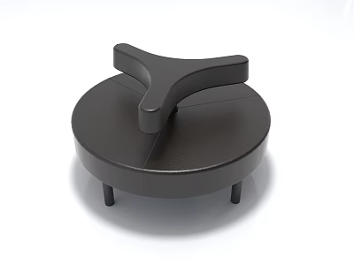 Black Modern Irregular Shaped Leather Sofa With Circular Base And Unique Armrest Design 3d model