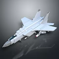 White Fighter Jet Model Built with Building Blocks Featuring Sharp Nose Wings Tail and Missiles 3d model